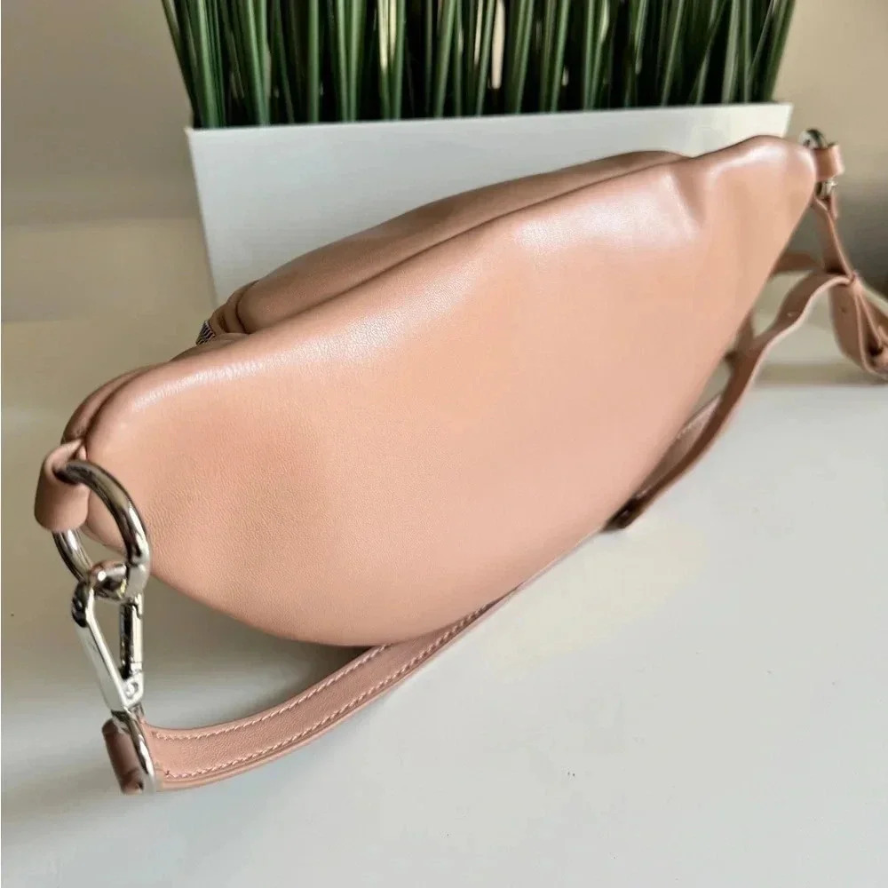NWT Handbag Oval Design Print Zipper Crossbody Bag TAUPE - Picture 6 of 9